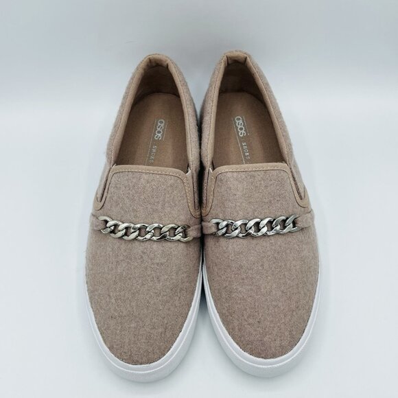 ASOS Shoes Womens Size 9 Rose Loafers Comfort Sneakers Link Chain Accent Slip On - Picture 5 of 11